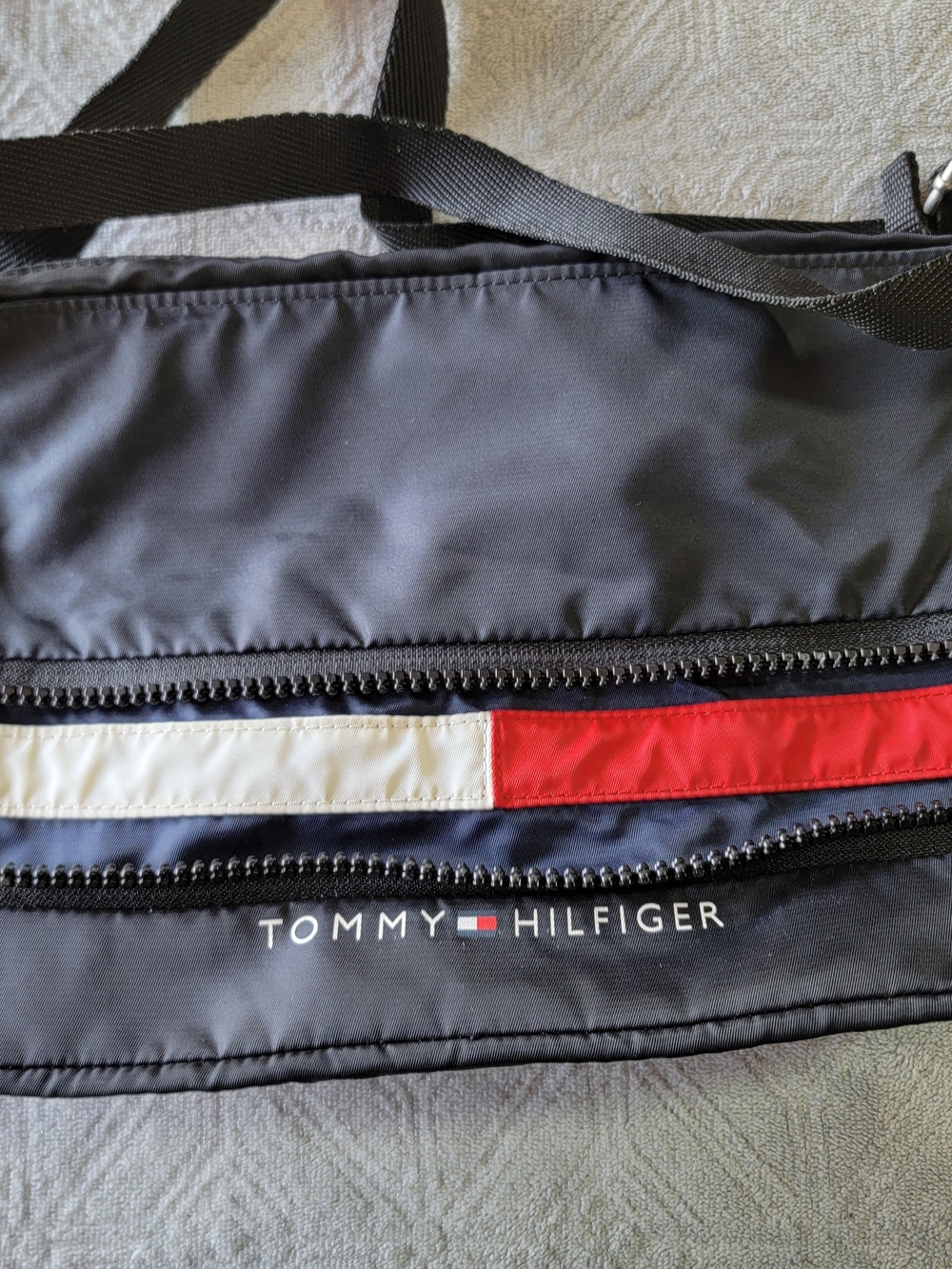 Tommy Hilfiger Men's Navy Crossbody Bag with Signature Stripe
